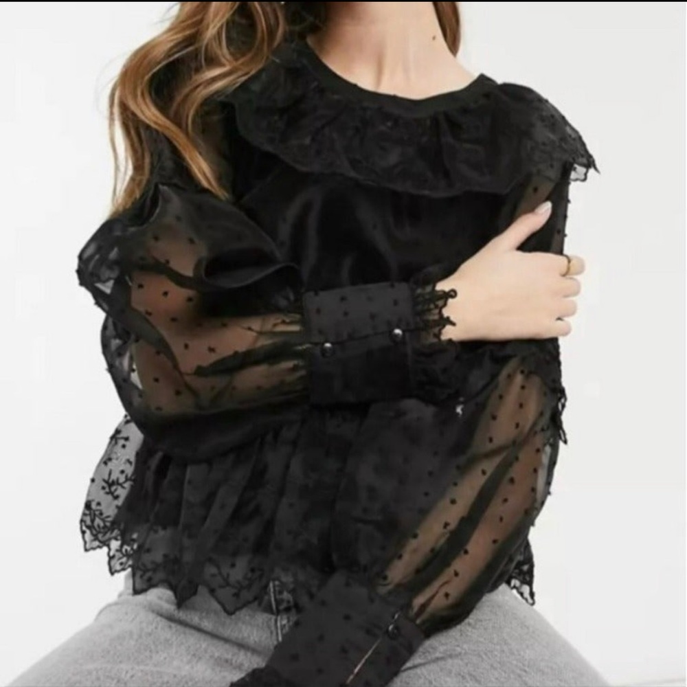 TOPSHOP NWT Sheer black top